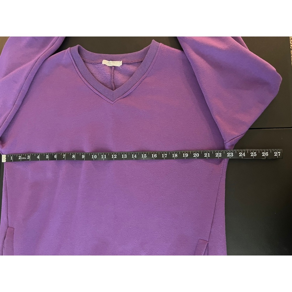 Haute Edition Purple V-Neck Sweatshirt Dress Long Sleeve L (1156) - Picture 6 of 15